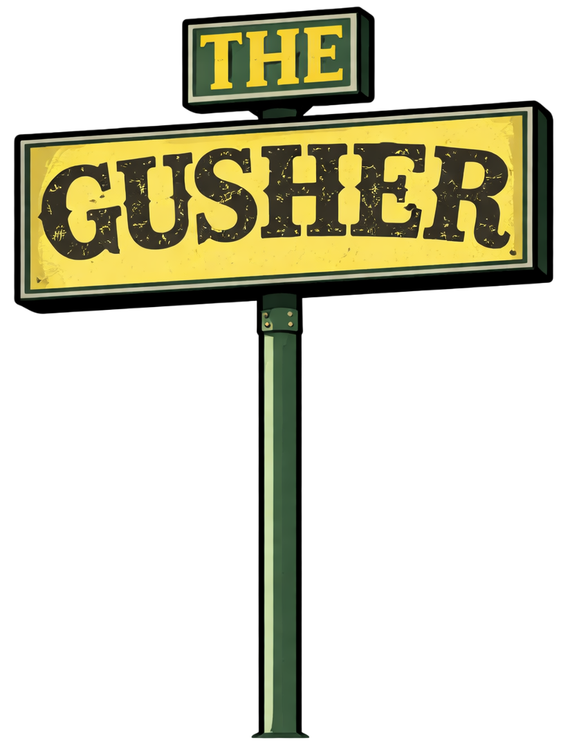 The Gusher Pizza and Sandwich Shoppe logo